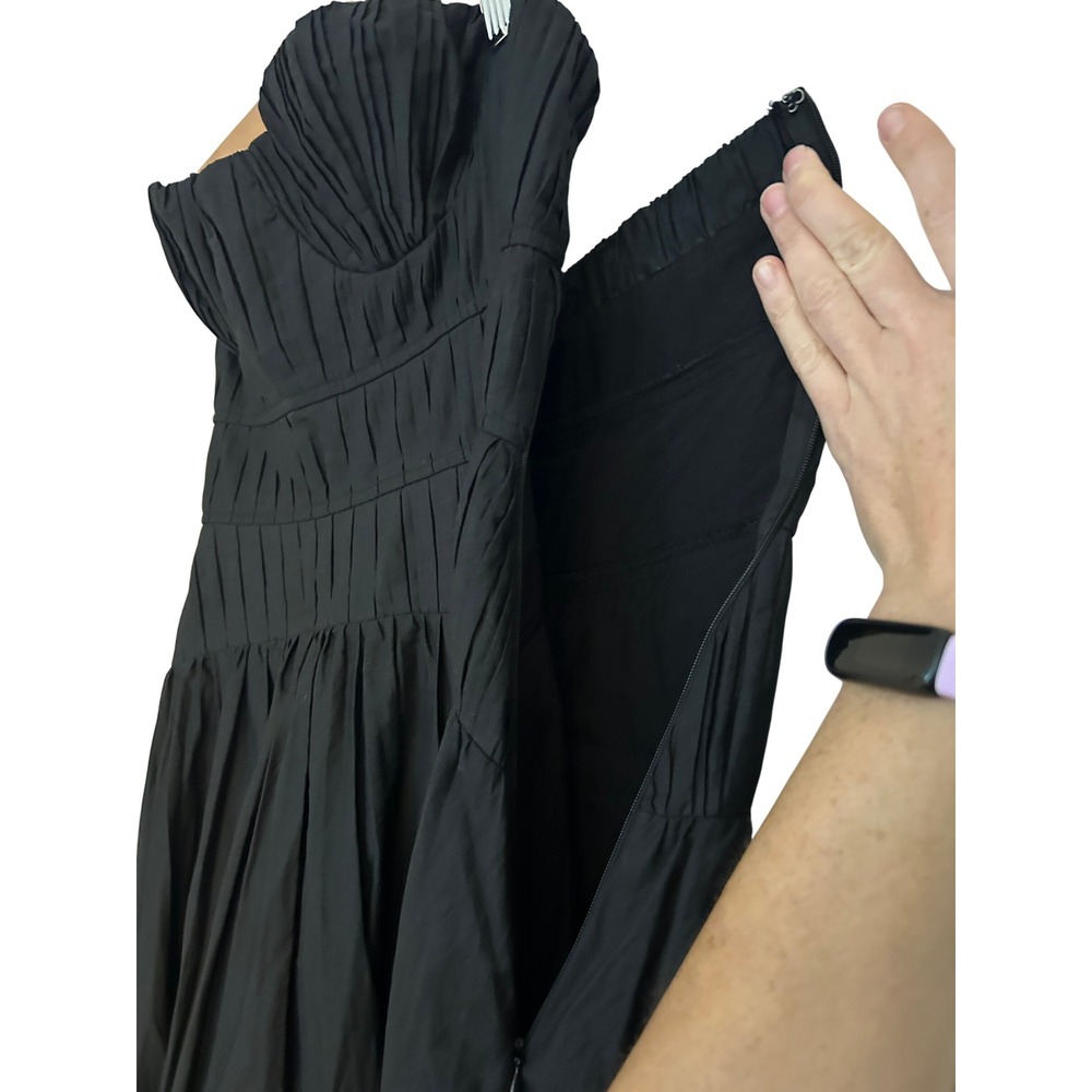Moon River Black Strapless Pleated Bodice Cotton Maxi Dress Size Small - Picture 4 of 9